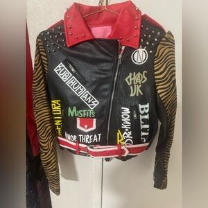 Bold Leather Jacket with Studded Accents